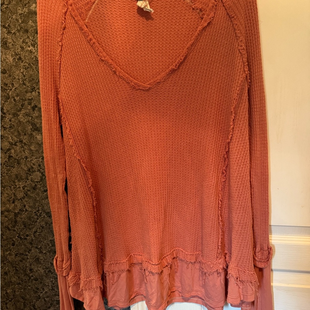 Free People Women's Orange Long Sleeve Top